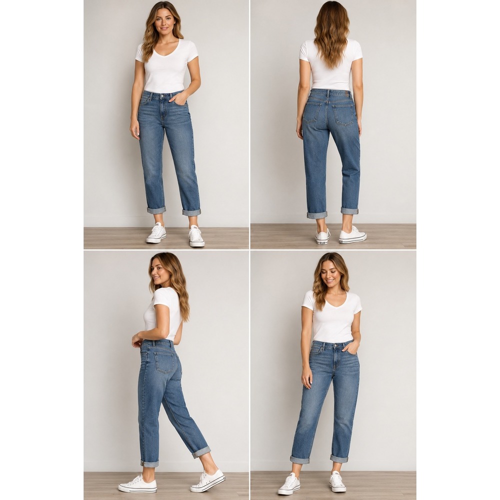 Warp + Weft Jackson Hole Girlfriend Jeans Women's‎ 4|27 Light Wash Ankle Cuff #7